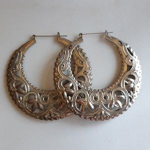 Large 3" silver hoop fashion earrings